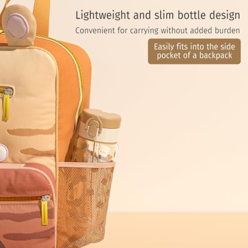 Evorie Tritan Kids Water Bottle with Straw, 13oz BPA-Free Leak-Proof Drinking Bottle for School & Travel, Lightweight Clear Water Bottle, Dishwasher Safe, for Kids Ages 3+ (Honey Bear) - color: Honey Bear