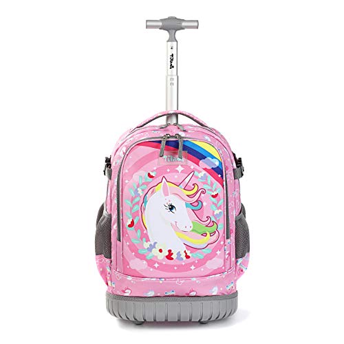 Tilami Rolling Backpack 19 inch Wheeled Cute LAPTOP Boys Girls Travel School Student Trip，Little Unicorn - color: Little Unicorn