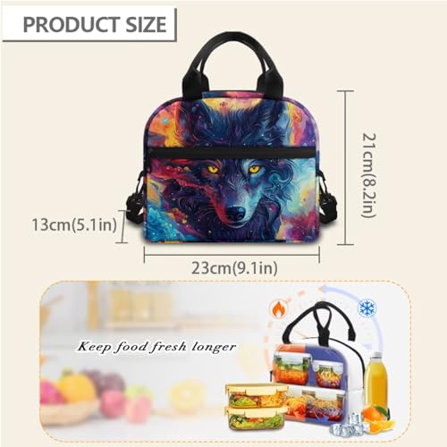 Horeset Aesthetics Wolf School Bags Set for Girls Boys Kids Teens Travel Backpack with Picnic Lunch Box Water Bottle Bag Set of 3 Large Capacity Bookbag Rucksack for Primary Elementary School Student - color: Aesthetics Wolf