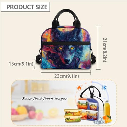 Horeset Aesthetics Wolf School Bags Set for Girls Boys Kids Teens Travel Backpack with Picnic Lunch Box Water Bottle Bag Set of 3 Large Capacity Bookbag Rucksack for Primary Elementary School Student - color: Aesthetics Wolf