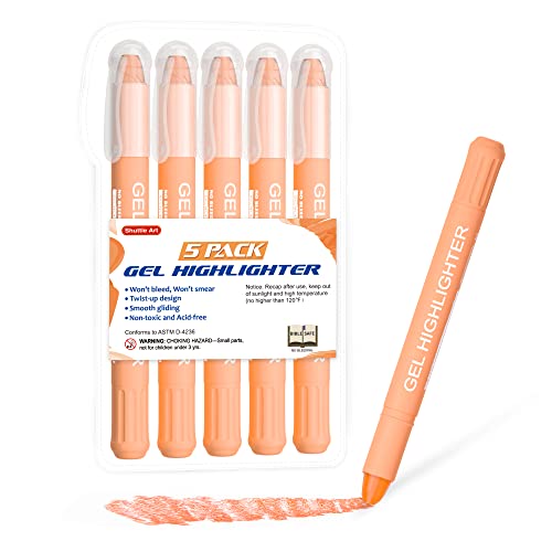 Shuttle Art 5 Pack Orange Gel Highlighters,Bible Highlighters,No Bleed Through, Bible Journaling Supplies,Great for Journaling, Highlighting and Studying - color: Orange