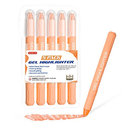 Shuttle Art 5 Pack Orange Gel Highlighters,Bible Highlighters,No Bleed Through, Bible Journaling Supplies,Great for Journaling, Highlighting and Studying - color: Orange