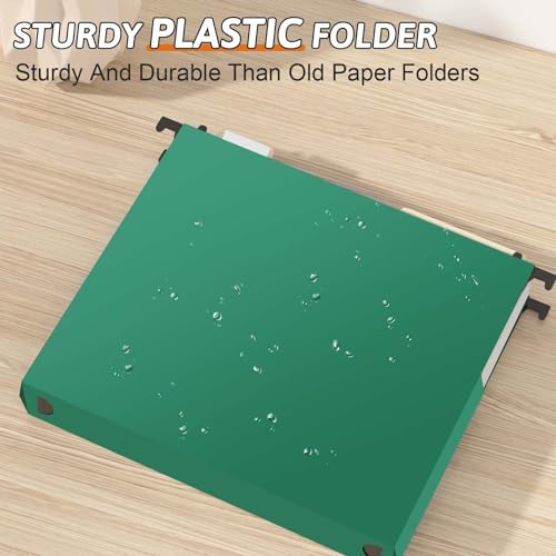 Plastic Hanging File Folders Expandable,12 Pack Heavy Duty Hanging File Folder Letter Size,2 Inch Expansion Extra Capacity Folders,Adjustable Tabs,Green Hanging Folder Designed for Bulky Files - color: Green
