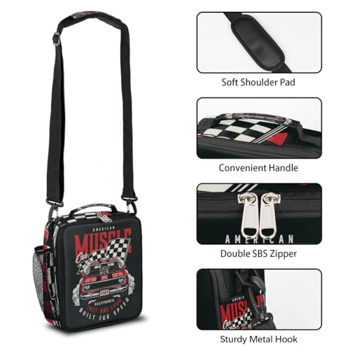 Pardick Racing Car Retro Kids Lunch Bag Insulated Lunch Box Mini Cooler Back to School Thermal Meal Tote Kit Bento Tote Bags Lunchbox for Boys Girls - color: Car Racing