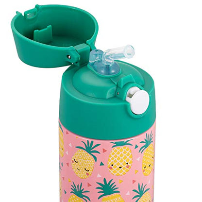 Snug Insulated Kids Water Bottle with Straw & Spout – Double-Wall Stainless Steel, Leakproof, Easy-Flip Lid – For School, Travel, Toddlers & Big Kids - Pineapple, 17oz - color: Pineapples, size: 16.9 Ounces