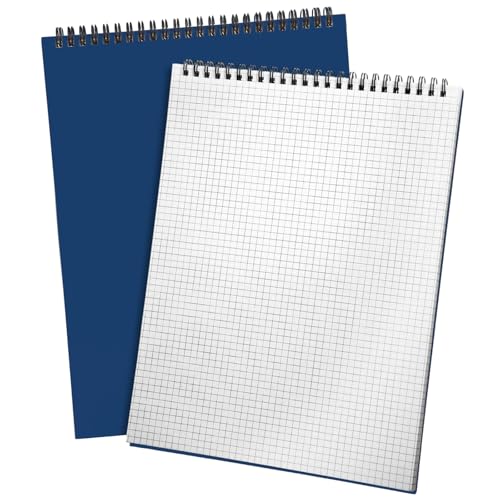 Engrowtic 2 Pack Top Spiral Graph Paper Notebooks 8.7 X11.4 Inch A4 Grid Paper Notepad 70 Sheet Memo Steno Pad for Engineering Writing Sketching Drawing School Office Supplies (Dark Blue) - color: Dark Blue