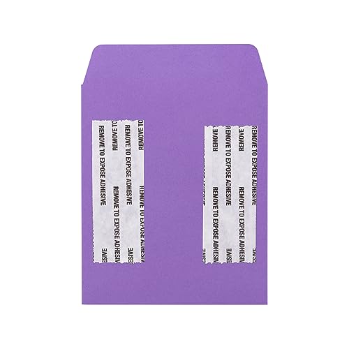 Hygloss 30 Pcs Library Card Pockets 3.5x5 Inch - Self-Adhesive Pocket Envelopes - Purple Classroom Envelope Pockets - Ideal for Organizing - Colorful Small Library Book Pocket - color: Purple, style: 30 Pockets