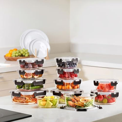 Sorbus Glass Meal Prep Containers, Dishwasher and Oven Safe Reusable Meal Prep Containers, Freezer Safe Glass Food Storage Containers with Airtight Lids - size: 12 Pack Set
