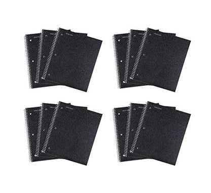 Mintra Office Durable Spiral Notebooks, 1 Subject, (Black, College Ruled 12pk), 100 Sheets, Poly Pocket, Moisture Resistant Cover, School, Office, Business, Professional - color: Black, size: College Ruled 12pk
