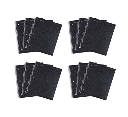 Mintra Office Durable Spiral Notebooks, 1 Subject, (Black, College Ruled 12pk), 100 Sheets, Poly Pocket, Moisture Resistant Cover, School, Office, Business, Professional - color: Black, size: College Ruled 12pk