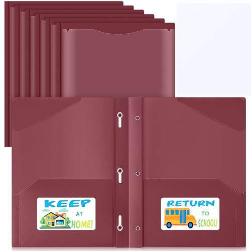 Henoyso 24 Set Take Home Folders with Clear Front Pocket, School-to-Home Communication Folder Bulk for Back to School Classroom, Heavy Duty Plastic Parent-Teacher Homework Folders (Dark Red) - color: Dark Red