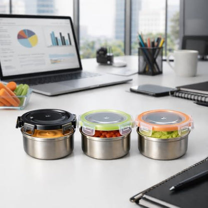 [6 Pack 4 Oz Small Condiment & Dip Containers with Leakproof Lids, Reusable Stainless Steel Bento Box Sauce Cups for Lunches, Picnics & Kitchen Storage (6PC Mixed) - size: 6PC Mixed