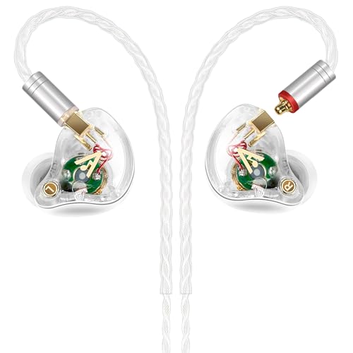 Vibes 202 Wired Earbuds - HiFi in Ear Monitor Headphones – Professional Noise Isolating Ear Buds - Clear Sound, Deep Bass & Comfort-Fit IEM Earphones - MMCX to 3.5mm, Silver Plated Cord, Carrying Case - color: 2-Clear, style: 1) 3.5mm