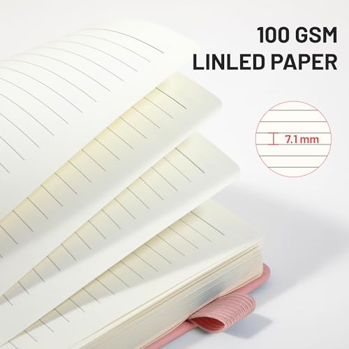 CAGIE Lined Journal Notebook, 320 Pages College Ruled Notebook, 100 Gsm Paper Thick Journal, B5 Hardcover Leather Journals for Writing Women, 7.6x10 In, Pink - color: Pink, style: Lined B5