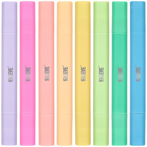 BLIEVE Bible Highlighters No Bleed Through, Pastel Colors, Dual Tip, 8 Pack | Aesthetic Cute Highlighters, Chisel Tip & Fine Point For Bible & Journaling, Back To School Supplies - color: VIBRANT