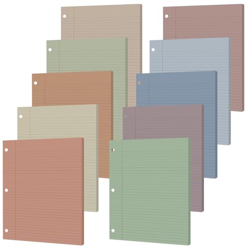 gisgfim 100 Sheets Loose Leaf Binder Paper, 8" x 10.5" Colored College Ruled Paper, 3 Hole Punched Lined Refill Inserts Thicken for 3-Ring Binders Notebooks Planner Writing School Office (Boho) - color: Boho