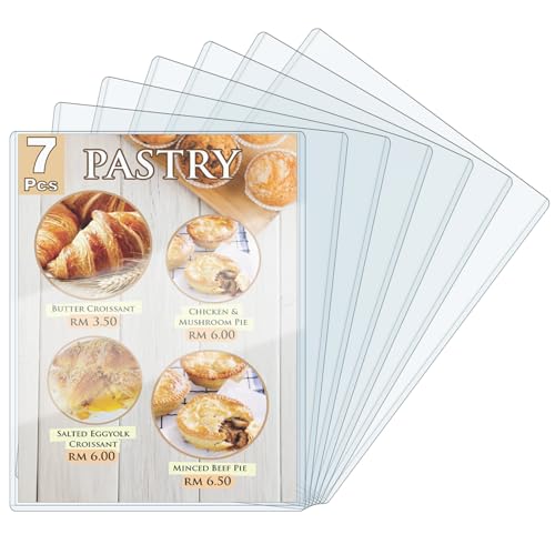 ELEMGULY Rigid Print Protectors, 7 Pack 8.5 x 11'' Plastic Clear Page Sheet Protectors, Hard Paper Page Sleeves for Document, Paper, Picture, Photo