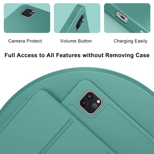 ZryXal iPad Pro 11 Inch Case (M5) 2025/ (M4) 2024 (Model: A2836/A2837/A3006), Trifold Stand Smart Cover with Pencil Holder and Soft TPU Back, Auto Wake/Sleep (Forest Green) - color: Forest Green