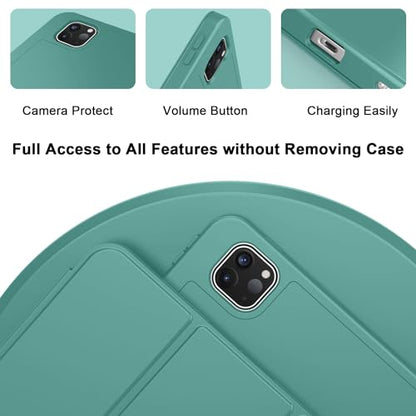 ZryXal iPad Pro 11 Inch Case (M5) 2025/ (M4) 2024 (Model: A2836/A2837/A3006), Trifold Stand Smart Cover with Pencil Holder and Soft TPU Back, Auto Wake/Sleep (Forest Green) - color: Forest Green
