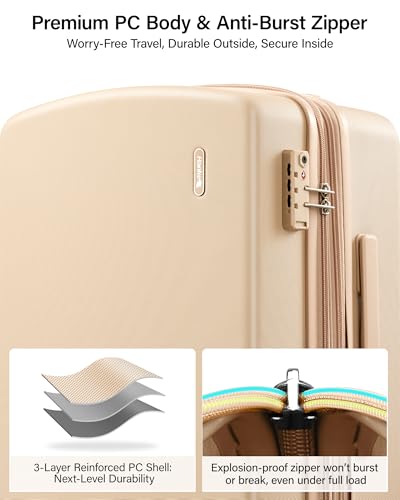 Hanke 20 Inch Expandable Carry On Luggage, 22x14x9 Airline Approved, TSA Lock Hard Shell Lightweight Suitcase for Men Women (Cuba Sand) - color: Cuba Sand, size: 20 Inch EXT