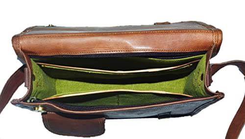 URBAN DEZIRE Men's Genuine Leather Small Briefcase Messenger Satchel Ipad Tab Tablet Bag 11 compatible with Apple product - size: 11" Width x 9" Height x 3.5" Depth