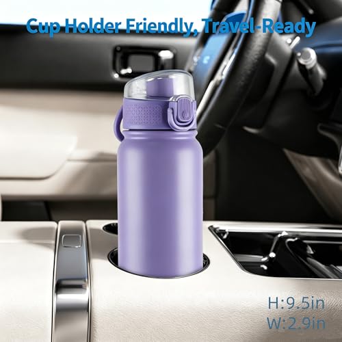 GOPPUS Insulated Water Bottle 20oz Stainless Steel BPA-Free Sports Bottle Ideal for School and Travel Silicone Spout Lid Prevents Leaks, Sweat, and Dust (Purple) - color: Purple