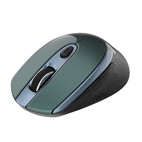 Cimetech Wireless Ergonomic Mouse, 2.4G Computer Optical, 6 Buttons, Silent With USB Receiver, 3 Adjustable DPI for Laptop, Desktop, Mac, PC - Dark Green - color: Green