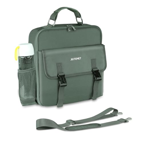 3 Ring Zipper Binder 500-Sheet Zipper Binder Adjustable Shoulder Strap & Handle for 14 Inch Laptop for School and Office (Green)