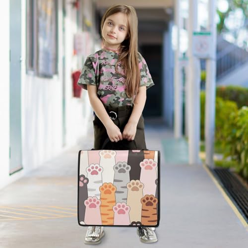 3 Ring Zipper Binder With Shoulder Strap Documents Storage Organizer Animal Dog - color: Cute Paw Prints