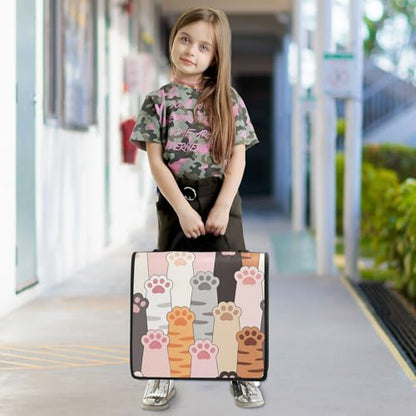 3 Ring Zipper Binder With Shoulder Strap Documents Storage Organizer Animal Dog - color: Cute Paw Prints