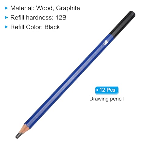 PATIKIL 12B Drawing Pencils, 12PCS Sketch Pencils for Drawing, Art, Classroom, Office, Home, Gifts - size: 1 Count (Pack of 1), style: 12B
