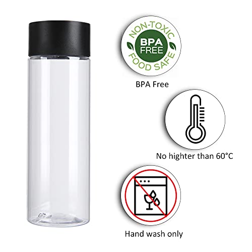 zmybcpack 24 Pack 10 OZ (300 ml) Clear PET Plastic Juice Bottles with Black Lids - Plastic Smoothie Bottles Ideal for Juice, Milk, Homemade Beverages - size: 10 OZ 24 pack (black lids)