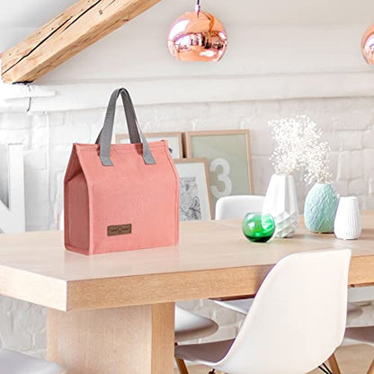 2Pcs Pink Lunch Bag Insulated, Lunch Box Bag, Reusable Lunch Tote Bag | small lunch tote,tasty food lunch bag,small cooler bag,Lunch Box Container Bag Insulated for Women, Men, Work, Office, Travel - color: Pink