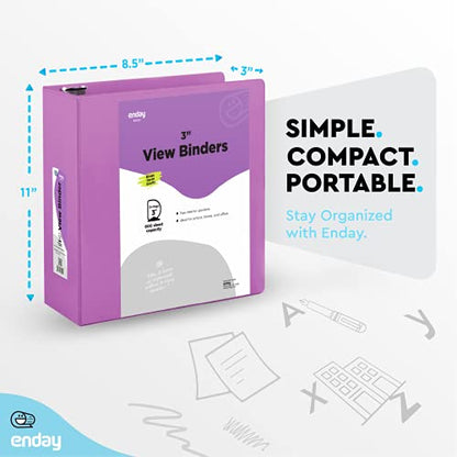 3 Inch Binder (2 Pack) Blue and Purple 3 Ring Binder 3 inch, Clear View Cover with 2 Inside Pockets, Three Ring Binders for Home, Office and School Supplies - Enday - color: Blue - Purple, size: 3-Inch