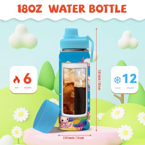 Salamander Gifts for Kids - 18oz Salamander Water Bottle with Straw Lid, Kids Stainless Steel Insulated Water Bottle, Leak Proof, BPA-Free, Animals Cup for School, Travel, Birthday Gift Cup for Teens - color: Salamander