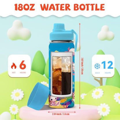Salamander Gifts for Kids - 18oz Salamander Water Bottle with Straw Lid, Kids Stainless Steel Insulated Water Bottle, Leak Proof, BPA-Free, Animals Cup for School, Travel, Birthday Gift Cup for Teens - color: Salamander