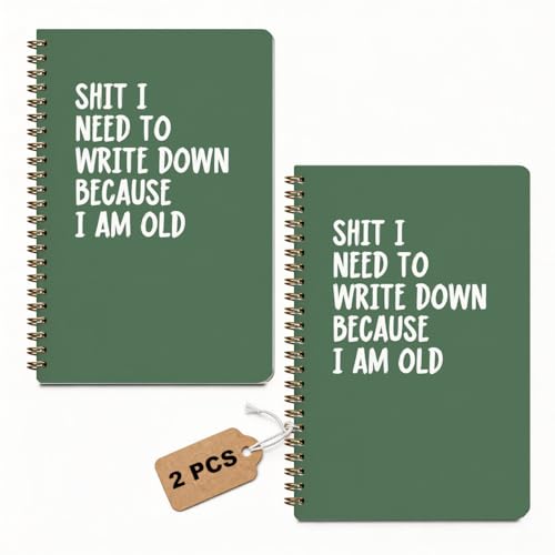2 Pcs Funny Spiral Notebook, Funny Senior Citizen Hardcover College Ruled Spiral Notebook, Sarcastic Notebooks, 160 Ruled Pages Hardcover Journals for Writing Office, Appreciation Gifts for Friend - color: Multicolour 0023