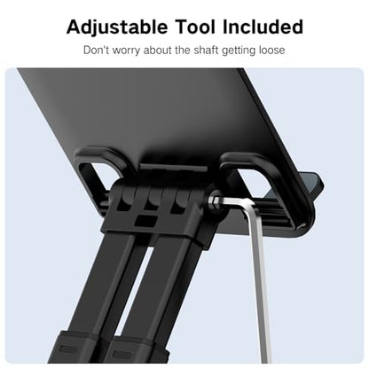 Tonmom Tablet Stand for iPad Holder, Adjustable Tablet Holder for Desk | Foldable Portable Monitor Stand Compatible with 4-16" Tablets Such as Kindle, Switch, iPad Pro/Air/Mini