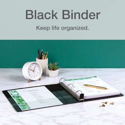 Cardinal 3 Ring Binder, 1.5 Inch Premier Easy Open Binder, ONE-TOUCH Locking Slant-D Rings, 400-Sheet Capacity, ClearVue Cover, PVC-Free, Black (10311) - size: 1.5-Inch