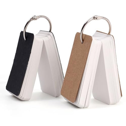 3pack Portable 100Sheets/book Memo Pad Blank Notepad Loose-Leaf Notebook with Binder Ring for Stationery Office Supply,4 * 7cm (Black and brown,2pcs) - color: Black and brown,2pcs