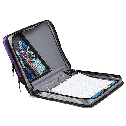 2-Inch 3 Rings Zipper Binder, Holds 15-Inch Laptop, Handle and Shoulder Strap Included, Purple - color: Purple