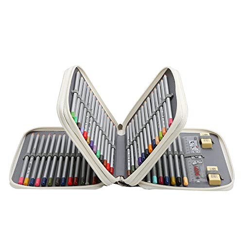 Portable Colored 72 Slots Pencil case Organizer with Printing Pattern for Watercolor Pens, Pencil Case Organizer for Artist - color: Big faced cat