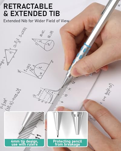 Nicpro Blocky Gear Metal Mechanical Pencil Set in Leather Case | 29PCS Art Drafting Pencils (0.3/0.5/0.7/0.9/2mm) with 330PCS Lead (HB 2H 4H 2B 4B 6B Color) For Writing Sketching Drawing - style: 5 PACK with Leather Bag