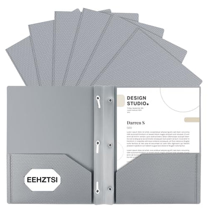 12-Pack Plastic Pockets with Prongs, 2-Pocket Folders with 3 Fasteners, Holds 8.5" x 11" Paper, Silvery - color: Silver, size: 12-Pack