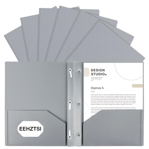 12-Pack Plastic Pockets with Prongs, 2-Pocket Folders with 3 Fasteners, Holds 8.5" x 11" Paper, Silvery - color: Silver, size: 12-Pack