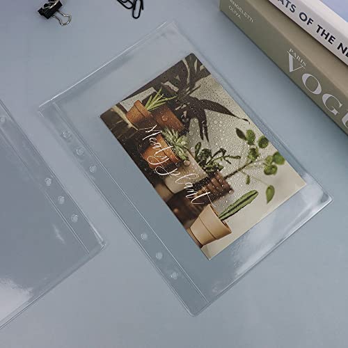 Mogoostry A5 Clear Sheet Protectors 12 Pack 4.9 x 8 Inch Plastic Sleeves Top Open Paper Protector for 6 Ring Binders, Acid-Free, Archival Safe - size: A5