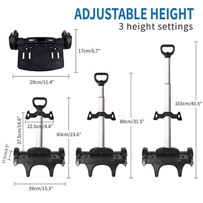 Backpack Trolley, Wheeled Cart Aluminum Alloy, Folding Trolley Cart for Schoolbag, 6 Wheels Luggage Cart