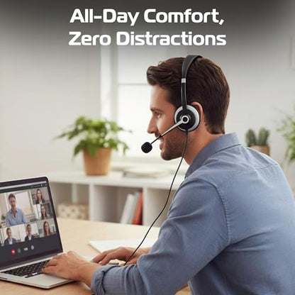 Spracht USB Wired Headphones for Work, WorkIT! Single Ear Computer Headset with Microphone, USB A & USB C Head Sets, Comfortable Wired Headphones with Microphone for Work, Online, Office - style: Single Ear