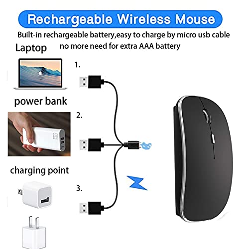 Rechargeable Bluetooth Mouse, Black, 450mAh Battery, 3 DPI Levels, Skin-Friendly, 10-Minute Power Saving - color: Black