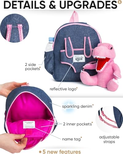 Pink Dinosaur Toys for Kids 5-7, Gifts for 5 Year Old Girls, 4 Year Old Girl Birthday Gift, Toddler Dinosaur Backpack - color: 02 Dinosaur Pink, style: Medium